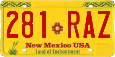 NM license plate 281RAZ