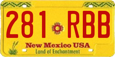 NM license plate 281RBB