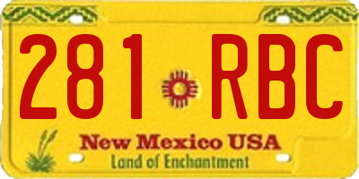 NM license plate 281RBC