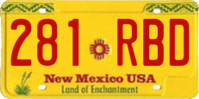 NM license plate 281RBD