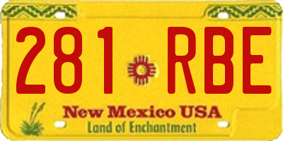 NM license plate 281RBE