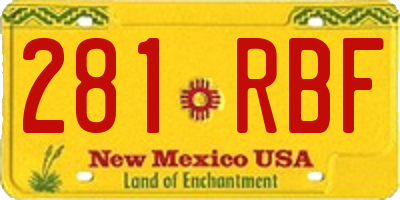 NM license plate 281RBF