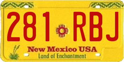 NM license plate 281RBJ
