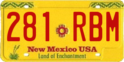 NM license plate 281RBM
