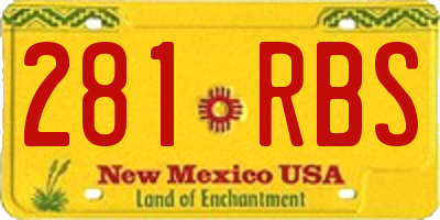 NM license plate 281RBS