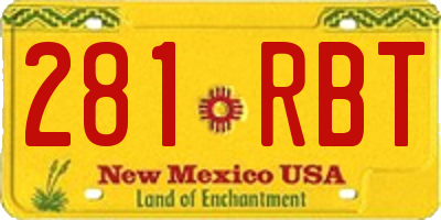 NM license plate 281RBT