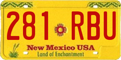 NM license plate 281RBU
