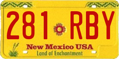 NM license plate 281RBY