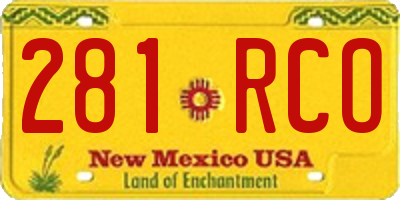 NM license plate 281RCO