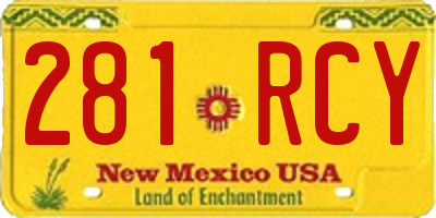 NM license plate 281RCY
