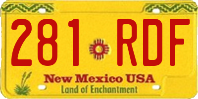 NM license plate 281RDF