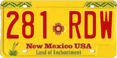 NM license plate 281RDW