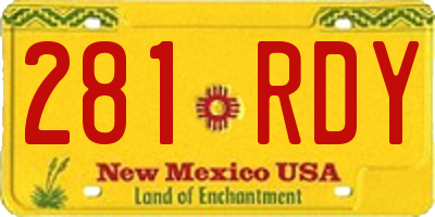 NM license plate 281RDY