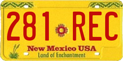 NM license plate 281REC