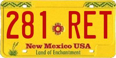 NM license plate 281RET