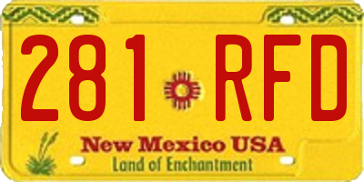 NM license plate 281RFD