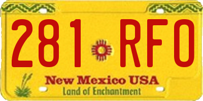 NM license plate 281RFO