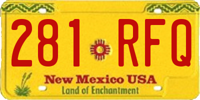 NM license plate 281RFQ