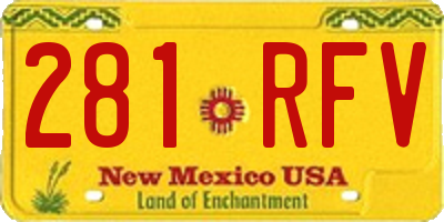NM license plate 281RFV