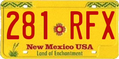 NM license plate 281RFX