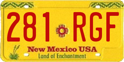 NM license plate 281RGF