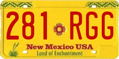 NM license plate 281RGG