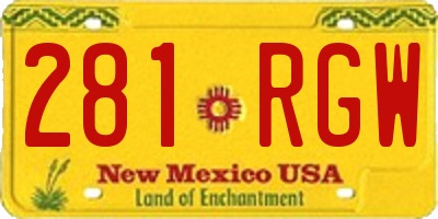 NM license plate 281RGW