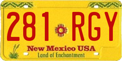 NM license plate 281RGY