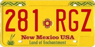 NM license plate 281RGZ