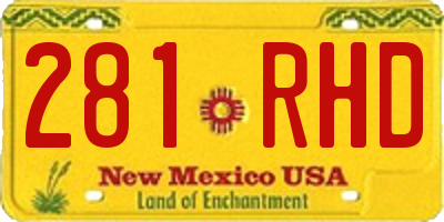 NM license plate 281RHD