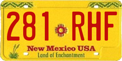 NM license plate 281RHF