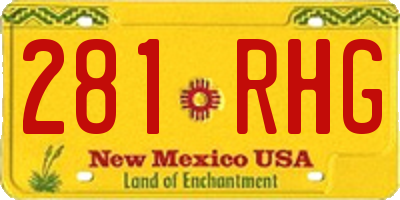 NM license plate 281RHG