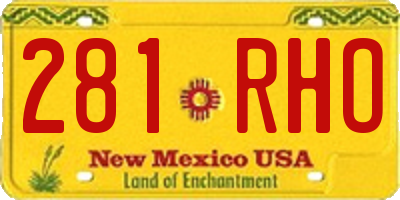 NM license plate 281RHO