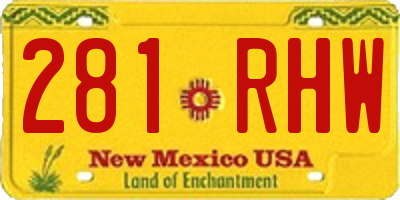 NM license plate 281RHW