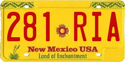 NM license plate 281RIA
