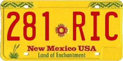 NM license plate 281RIC