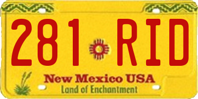 NM license plate 281RID