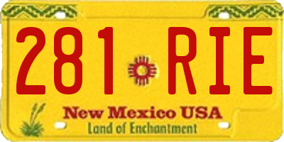 NM license plate 281RIE