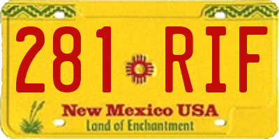 NM license plate 281RIF