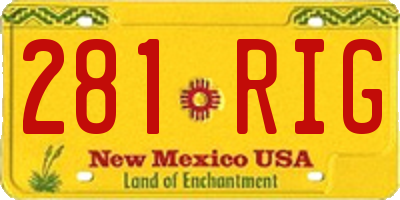NM license plate 281RIG