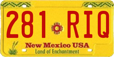 NM license plate 281RIQ