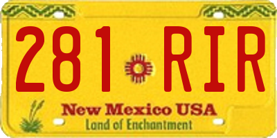 NM license plate 281RIR
