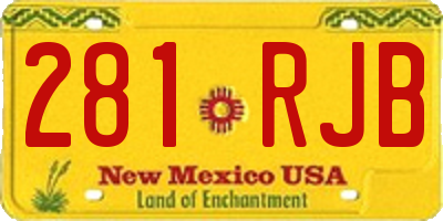 NM license plate 281RJB