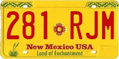 NM license plate 281RJM