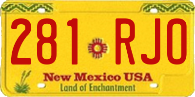 NM license plate 281RJO
