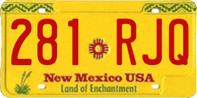 NM license plate 281RJQ