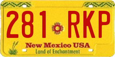 NM license plate 281RKP