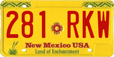 NM license plate 281RKW