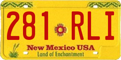 NM license plate 281RLI
