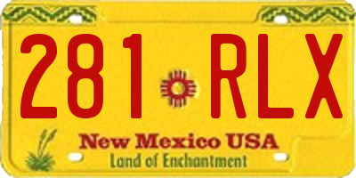 NM license plate 281RLX